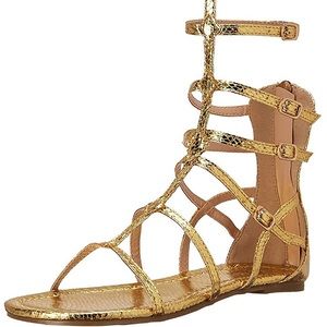 Gold gladiator sandals, Never worn!